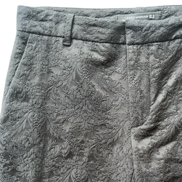 ZARA WOMAN Black Jacquard Ankle Pants Size Medium - Picture 9 of 15